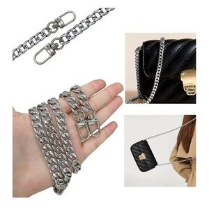 🆕 Silver Iron Flat Chain for Handbag Shoulder Bag Crossbody Bag Purse Chain